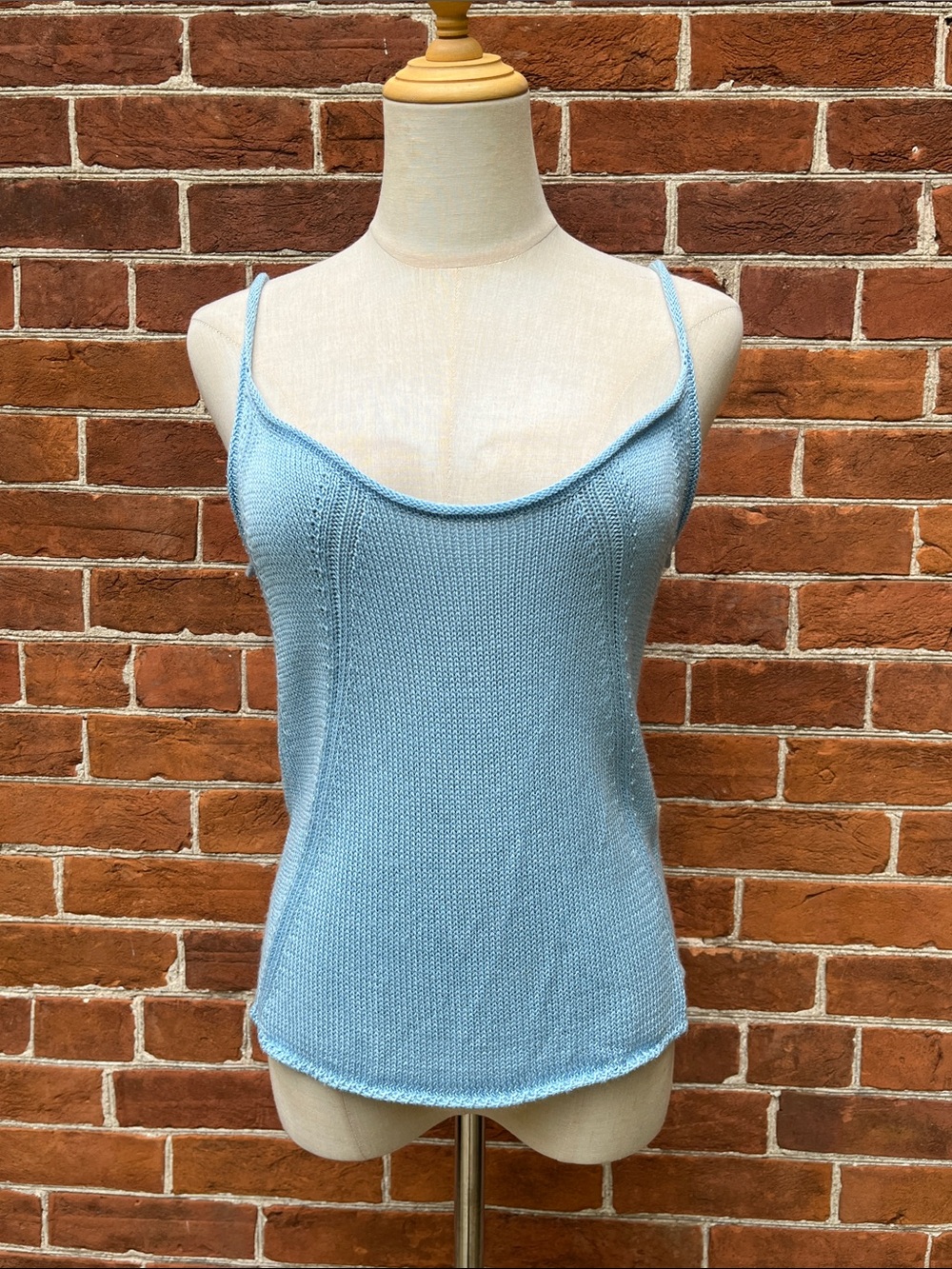 Sportmax Baby Blue Knit Spaghetti Strap Camisole
